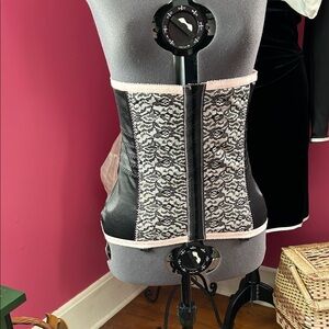 Black and Pink Lace Waist Cincher Corset